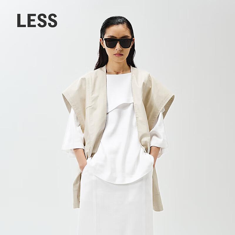 

LESS 2025 Spring Off-Shoulder Long Loose Shirt