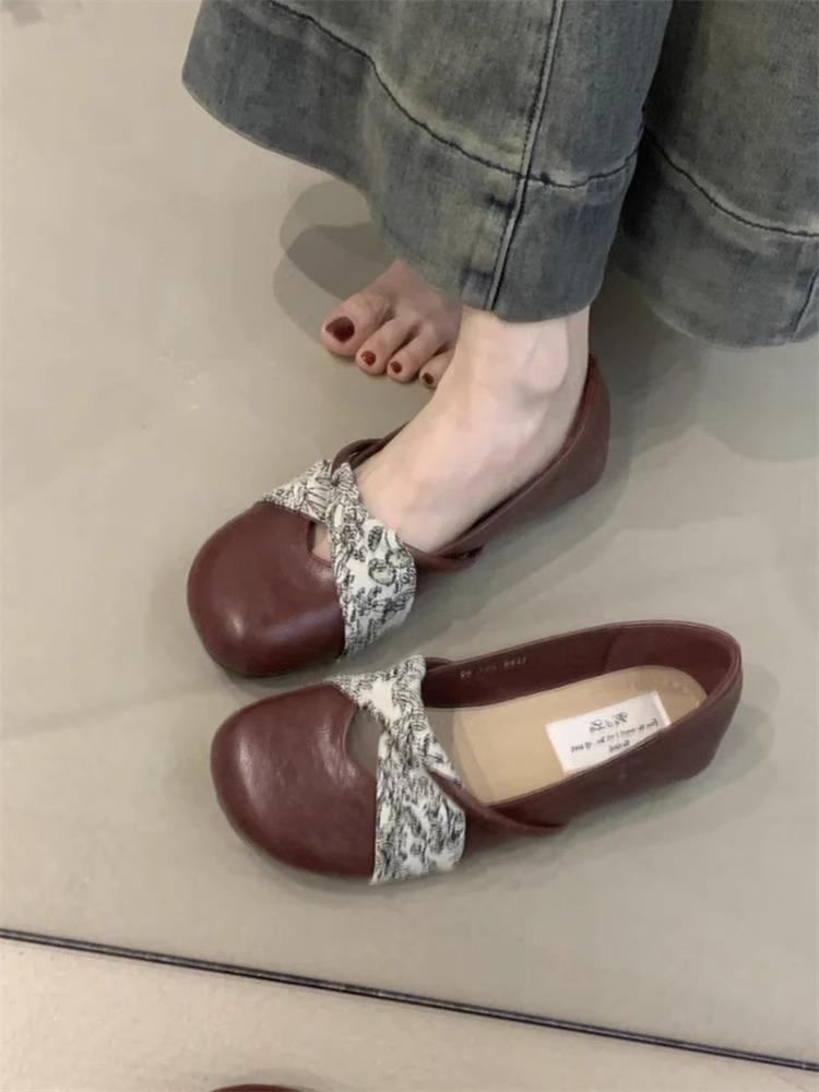 French Soft-soled Round-headed Ballet Single Shoes Women's 2025 Spring and Autumn New Flat-soled Mary Jane Shoes Versatile Evening Doudou Shoes