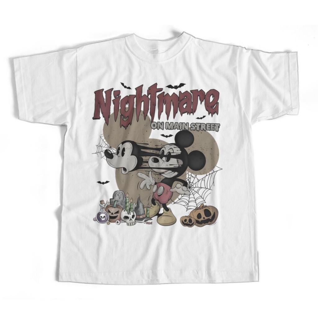 Nightmare on Main Street Tshirts Vintage Mickey Halloween T Shirt Disney Halloween Tshirt Short Sleeve Women Oversized Tshirt