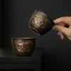 Vintage Ceramic Tea Cup with Dragon Design, Large Capacity Kung Fu Tea Set, Antique Oriental Tea Mug for Gongfu Ceremony