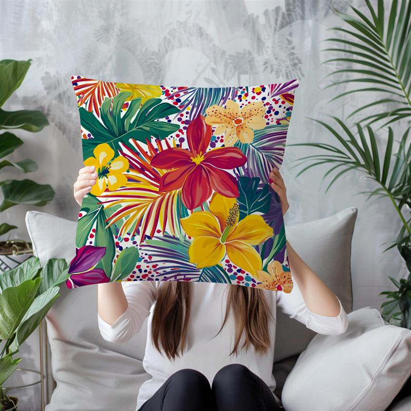 1 Stück Sommerblumen Kissenbezüge Polyester Kissenbezug Für Zuhause Sofa Stuhl Bett Auto Party Tischdekoration