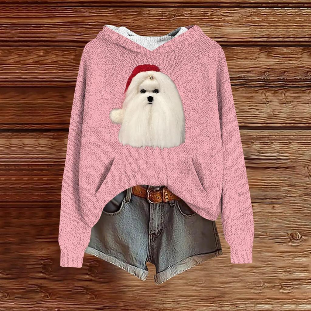 Sweatshirts For Women Knit Sweater Cute Shirt Fall Pullover Hooded Sweatshirt