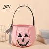 Embroidered Candy Holder Halloween Pumpkin Bag for Kids, Trick or Treat Tote Large with Handle, Reusable Snack Bucket Party Favors Festive Decoration