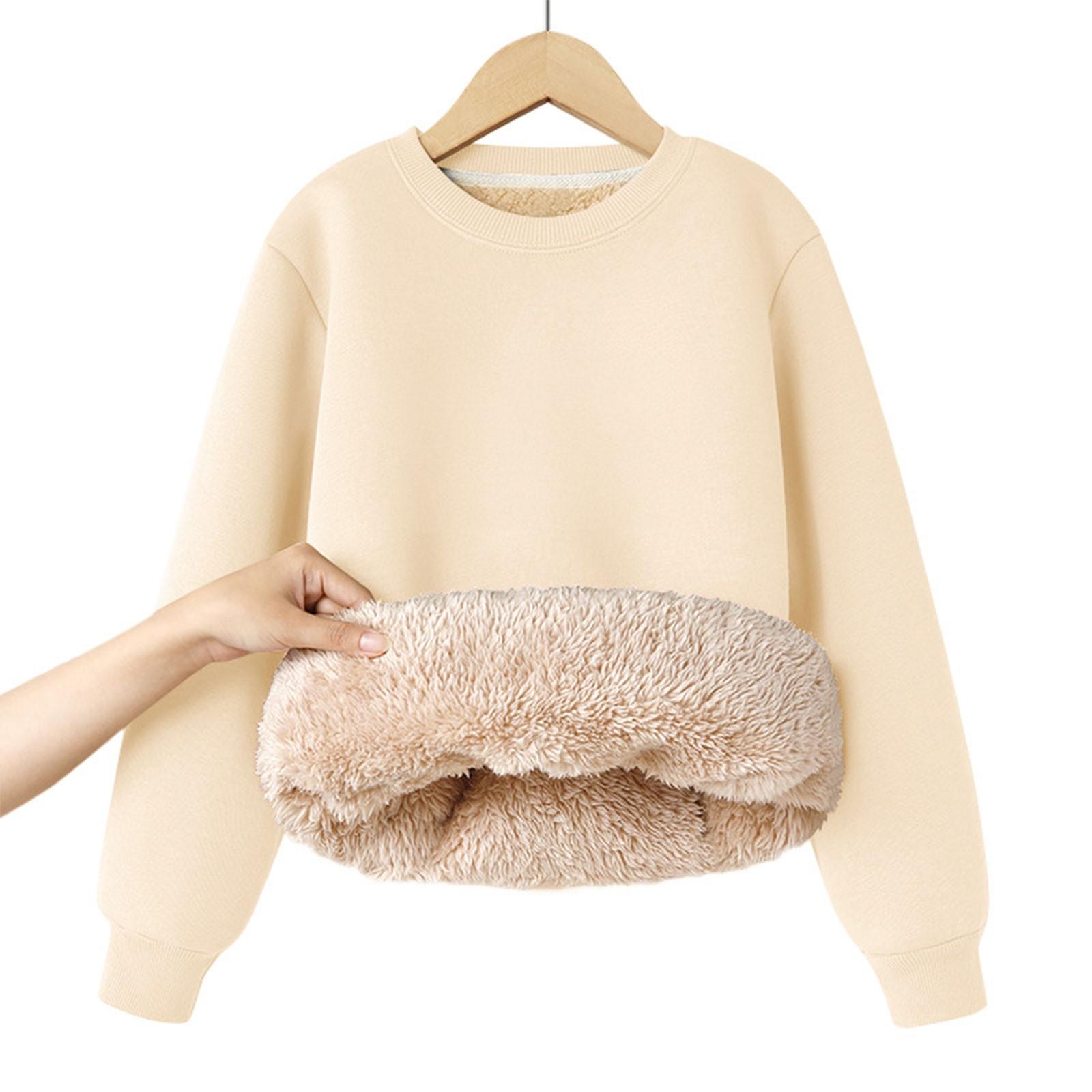 

Толстовка с капюшоном из флиса для мальчиков и девочек, осенне-зимняя, средняя, детская, однотонная, теплая одежда, детский флисовый топ 100 бежевый