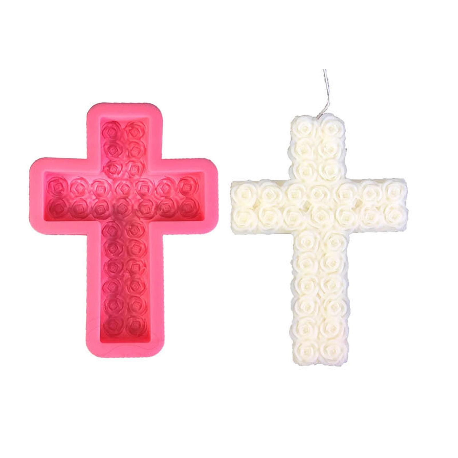 

Rose Flower Cross Shaped Candle Molds for Making Candle Soap Wedding Gift Room Decorations DIY Craft Gypsum Ornaments 27