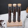4pcs Food Jars & Canisters Glass Multipurpose Round Flip Top Reusable Test Tube With Rack Empty Coffee Beans Tea Spice Glass Storage Bottle For Bar Ho