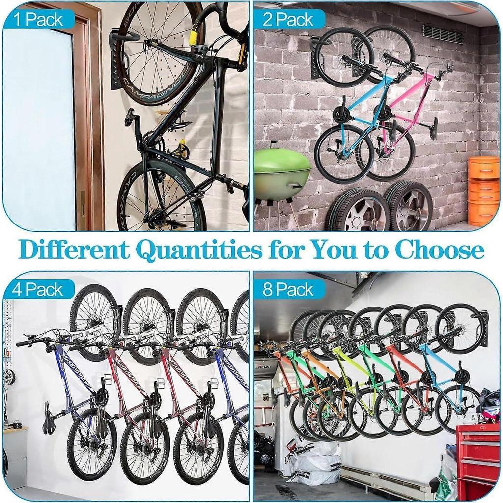 1/2/4 Pack Bike Rack Garage Wall Mount, Wall Mount Bike Rack with Screws, Holds Up to 66lb for Indoor Storage