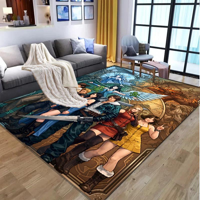 Final Fantasy Pattern Rug, Indoor/Outdoor Mat, for Picnic, Gameroom, Bedroom, Office, Living Room, Home Decor Carpet, Birthday Gift