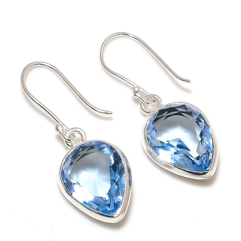 Wunderschöne Aquamarin Edelstein Ohrringe, 925 Sterlingsilber Ohrring, Handgefertigter Boho Silber Schmuck Hängeohrringe, Geburtstagsgeschenke