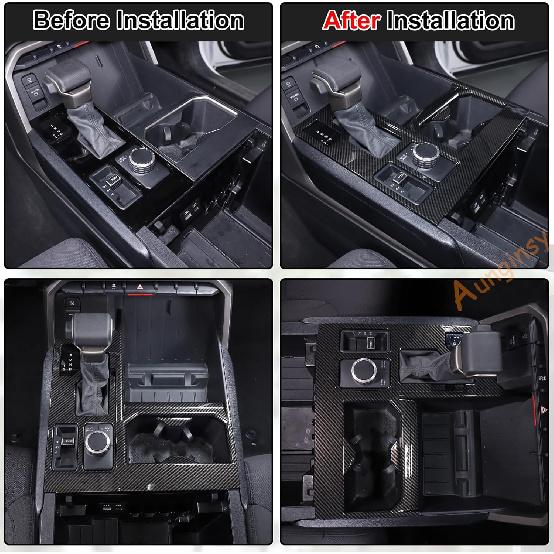 Aunginsy Car Central Control Gear Shift Panel Cover Cup Holder Trim Fit Toyot@a Tundra/Sequoia 2022-2025 Car Gear Shifter Console Anti-Scratch Panel