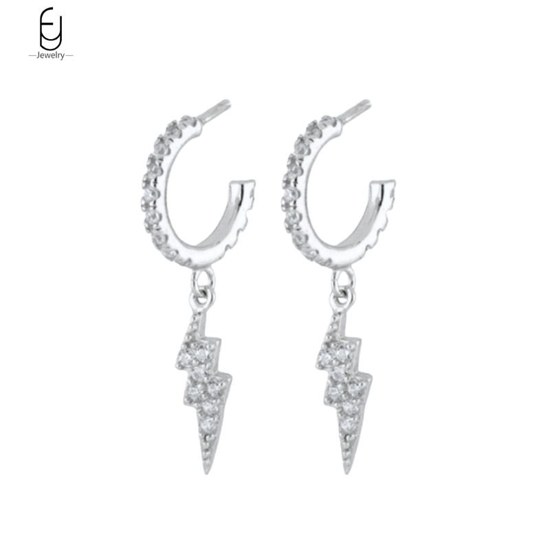925 Silver Needle Vintage Gold Earrings for women Fashion Lightning Pendant Hoop Earrings Wedding High Luxury Jewelry