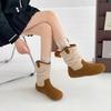 Fashion Lambswool Warm Cotton Shoes Women's Winter Korean Edition Fleece 2025 New Flat Booties Flip Fur Snow Boots