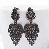 Courtly Vintage Hanging Earrings for Women Baroque Hollow Geometry Statement Gold Silver Black Metal Earrings