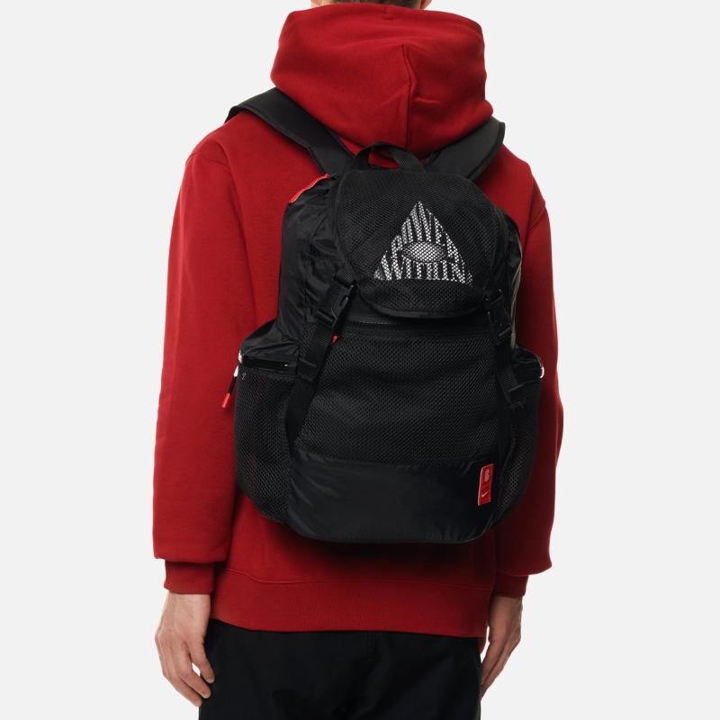 Nike Polyester Backpack Regular Unisex Black/Chili Red Lightweight Casual CU3939-010