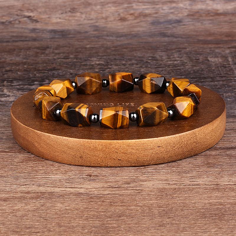 Natürlicher facettierter Tigeraugenstein Reiki-Armbänder Herren Mode Energie Hämatit-Perlen Armbänder für Frauen Seelen Schmuck Geschenk Pulsera