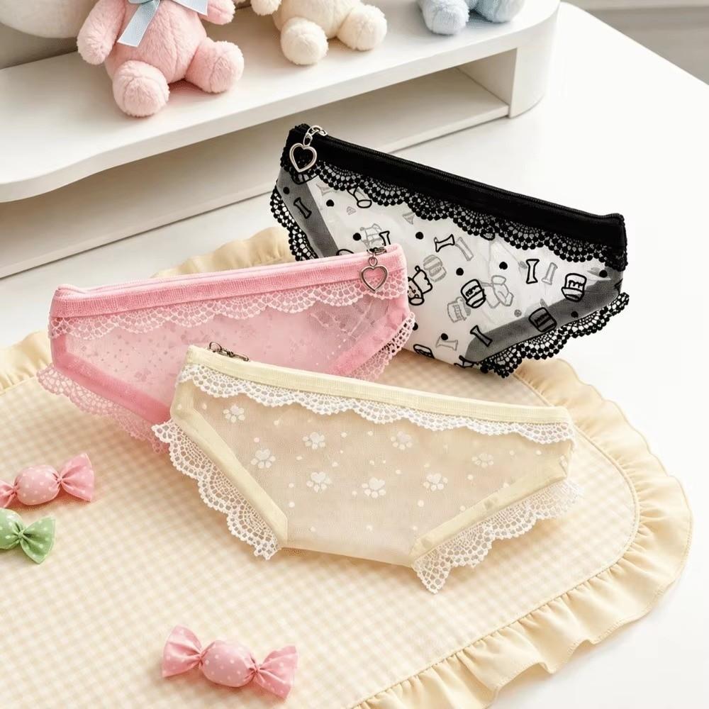 Lace Trim Briefs Shape Cosmetic Bag Korean Style Triangle Makeup Bag Toiletry Bag Women