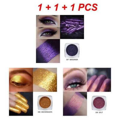 PHOERA Ombretto glitterato color argento tinta unita, pigmento perlescente, illuminante, polvere illuminante, cosmetici duraturi, 1/3 pezzi, set da 3 pezzi C, 1 pezzo