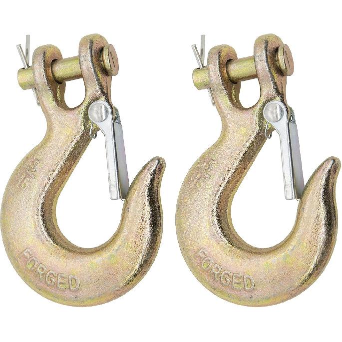 5/16 inch Clevis Slip Hook with Safety Latch, 5/16 g70 Chain Hook, 5/16 Safety Hook with Latch Forged G70 18,000 Lb Capacity for Trailer Truck