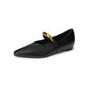 Retro Pointed-toe Single-toe Women's Flat, Shallow-mouthed Height-increasing Metal Buckle Shoes