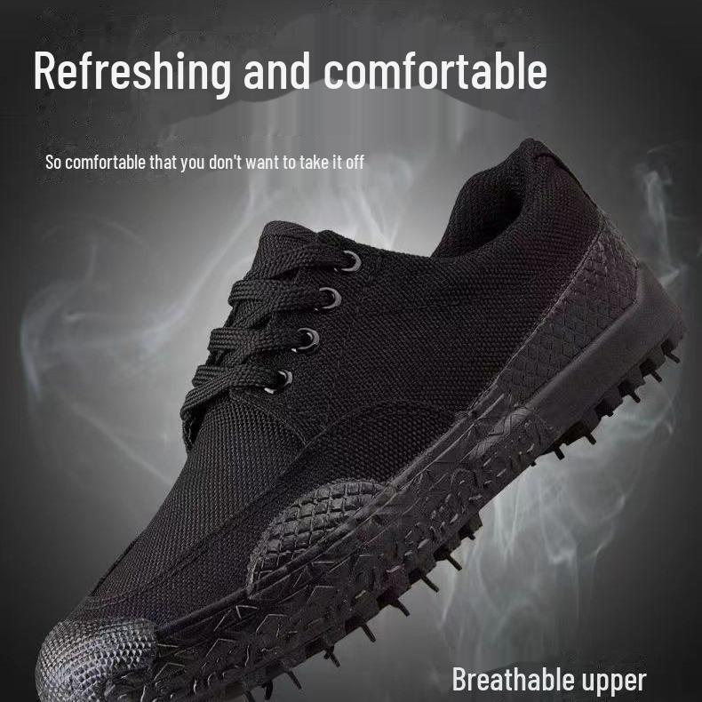 Jiefang Durable Outdoor Labor Protection Shoes - Genuine Rubber Sole Military & Farm Training Shoes.