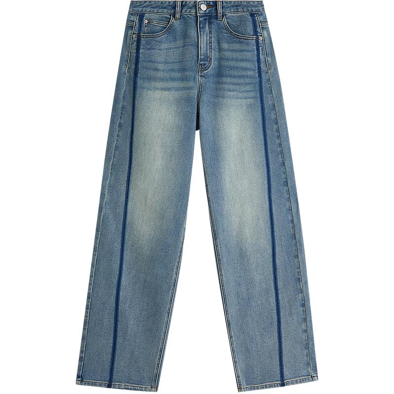 

INMAN 2025 Зимние женские джинсы пэчворк из выбеленного денима в стиле ретро 26