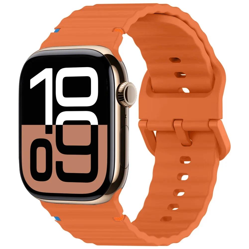 Silicone Strap For Apple Watch Series 10 46mm 42mm Sport Bracelet For Iwatch 10 9 8 7 6 45mm 42/44/40mm 38mm Correa Wristband