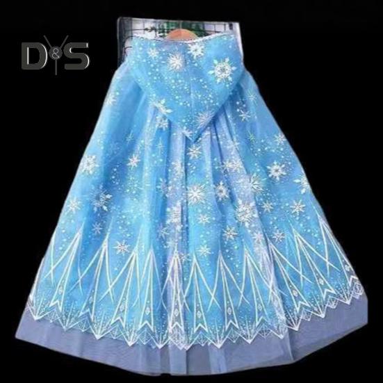 Prinsessekappe Kostyme Barn Hettekappe Utkledning Blå Nettdekorasjon Fester Cosplay-arrangementer Fantasy Rollespill Antrekk