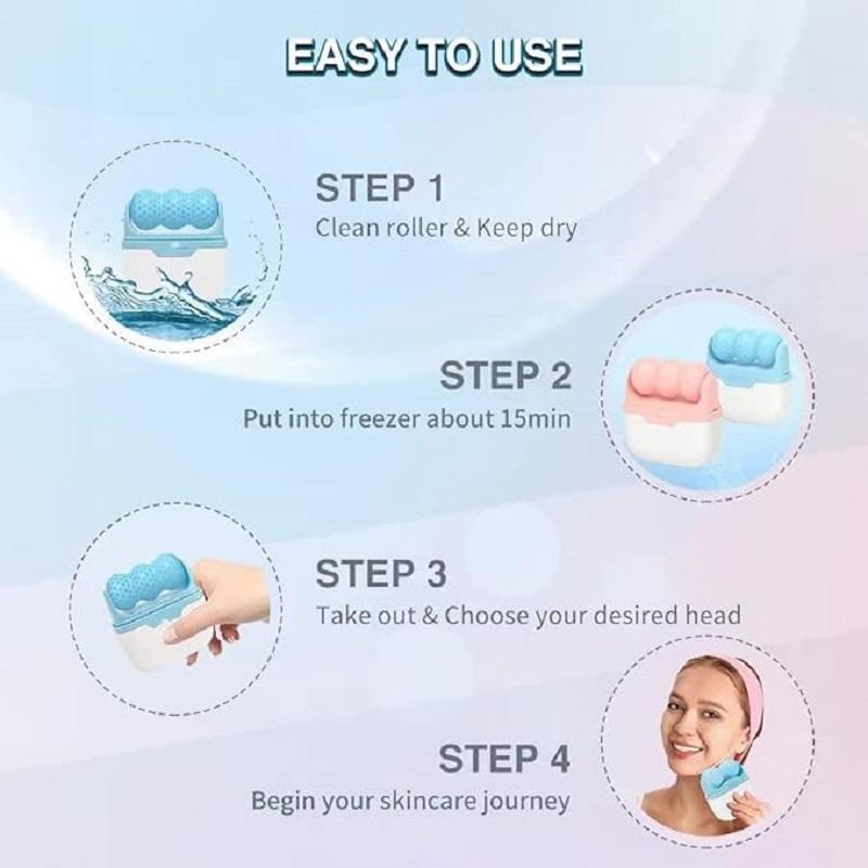 Ice Roller Facial Massager 2 Shape Heads Shrink Pores Reusable Freezable Ice Massager Lifting Tools Cold Therapy Face Skin Care