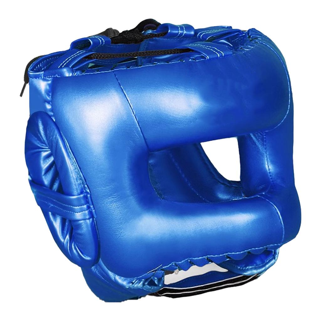 Full Face Kick Boxing Helmets PU Leather Training Sparring Headgear Helmets Martial Art Headgear Protector Enduring