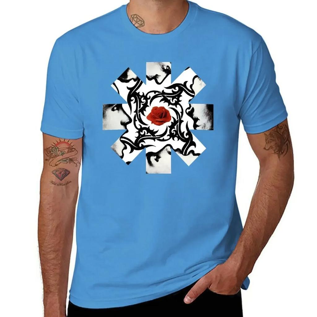 Red Rose On Center T-Shirt Tops Aesthetic Clothing Big and Tall T Shirts for Men