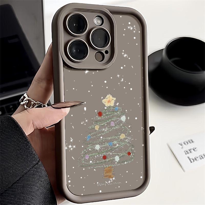Christmas Tree Printed Soft TPU Case For iPhone 16e 15 16 Pro Max 14 Plus 13 12 11 Pro Max 7 8 XR X XS SE Shockproof Phone Cover