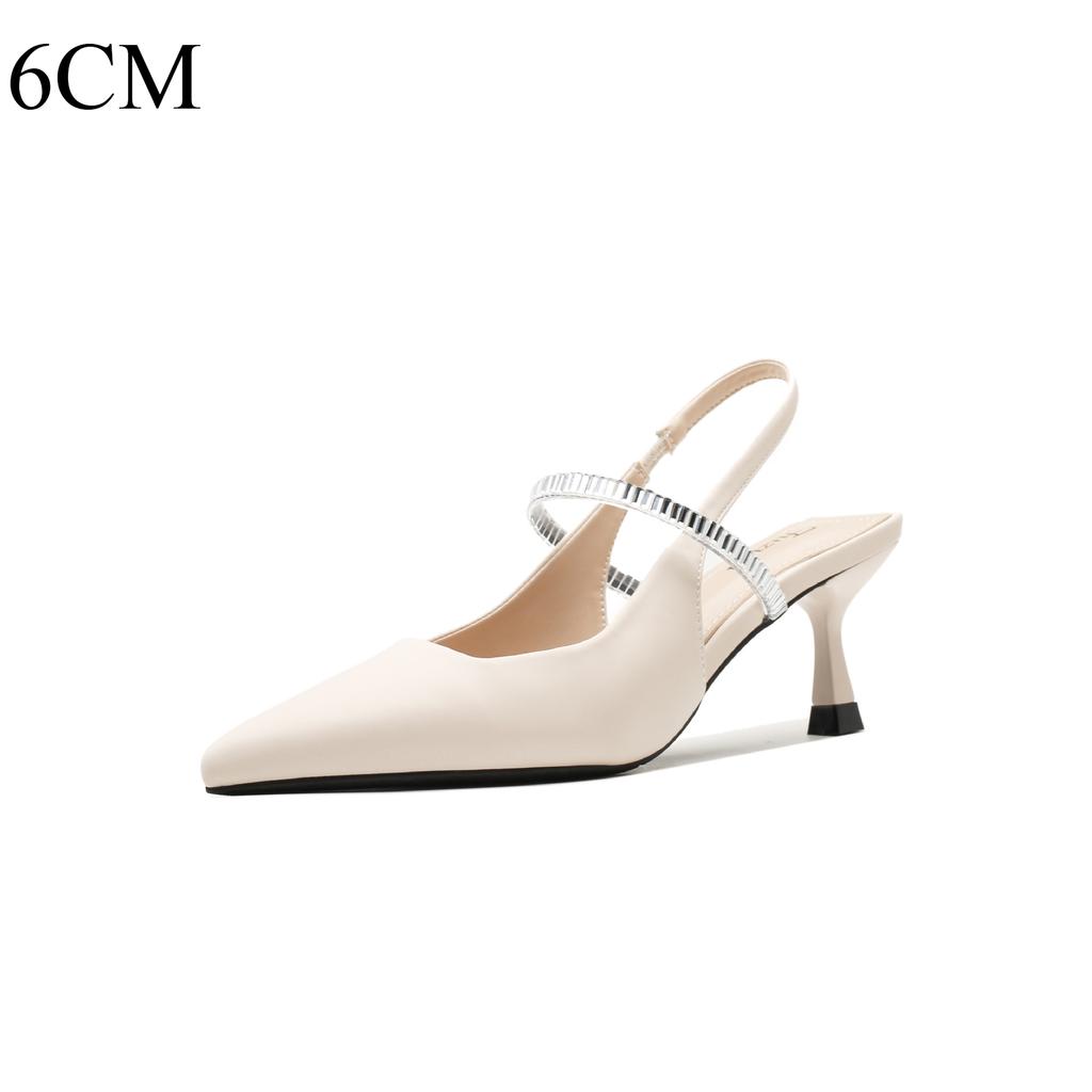 Sharp Pointed Slim Heeled High Heels Women 2025 New Summer French Rhinestone Back Air Sandals Womens Shoes sandals ladies shoes