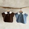 Korean-Style Summer Fashion Cotton Short-Sleeve Lapel Shorts Two-Piece Suit for Boys and Girls