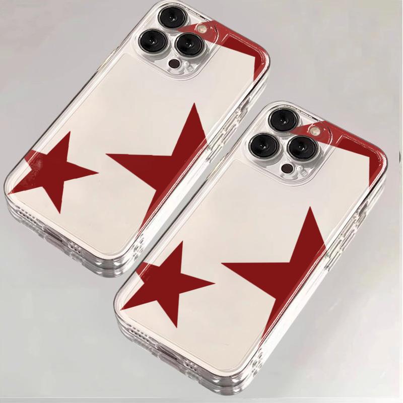 Minimalist Red Star Transparent Phone Case for Samsung Galaxy A06 A55 5g S25 S24 Ultra S23 S21 FE A54 A15 A35 A36 A16 A05 Cover