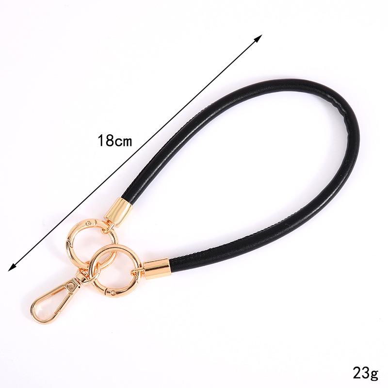 Trendy 6mm Leather Cord Keychain: Fashionable Wrist Strap Mobile Phone Lanyard