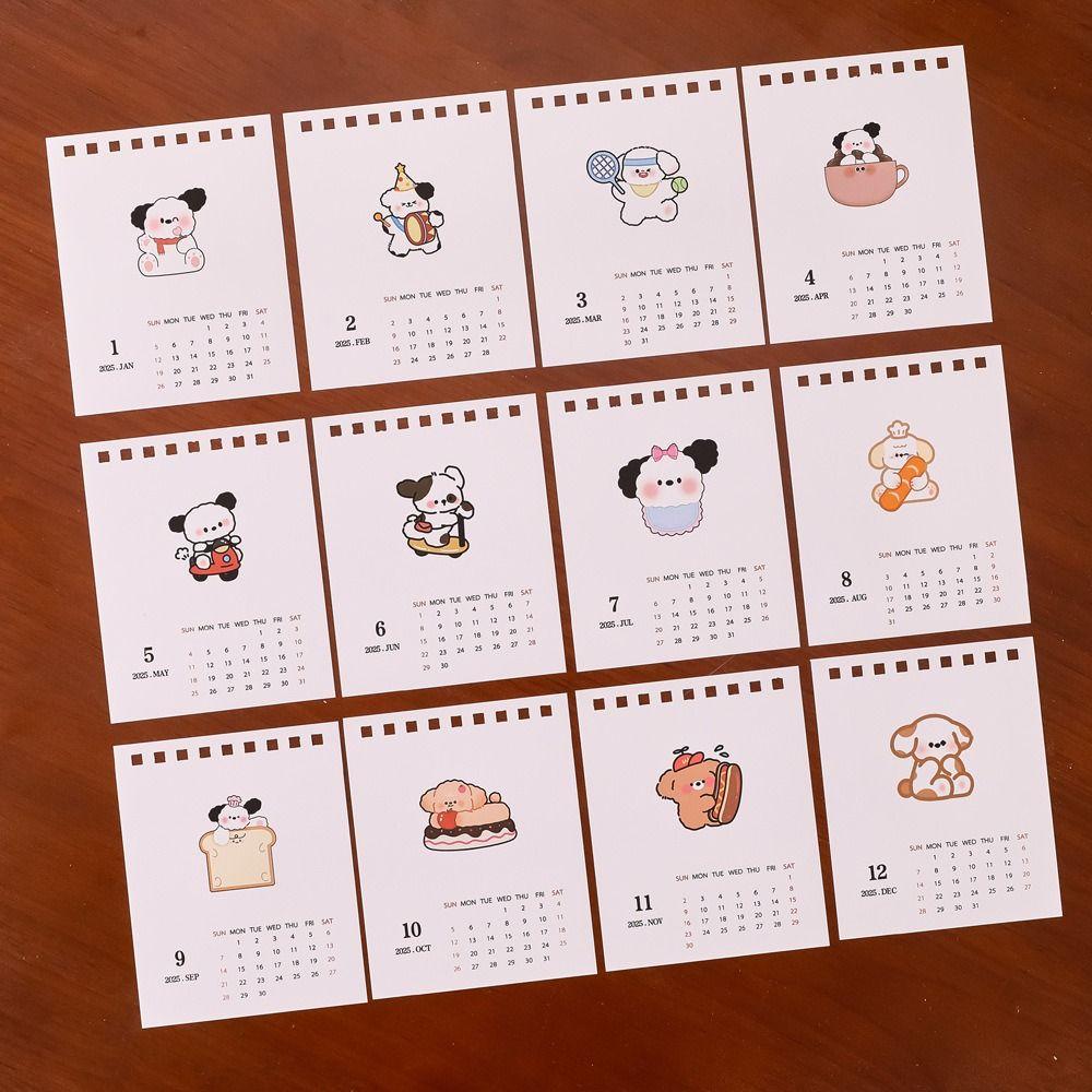 4Pcs/set Page Flipping Design 2025 Calendar Cute Desktop Calendar Ornament Mini Calendar  Students