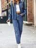 Women's Retro Raglan Sleeve Denim Shirt - Spring/Autumn Fashion Long Sleeve Cotton Top