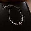 Pulseira Ajustável com Pingente de Cruz para Mulheres com Enfeites de Zircônia Joia da Moda Tendência Presente