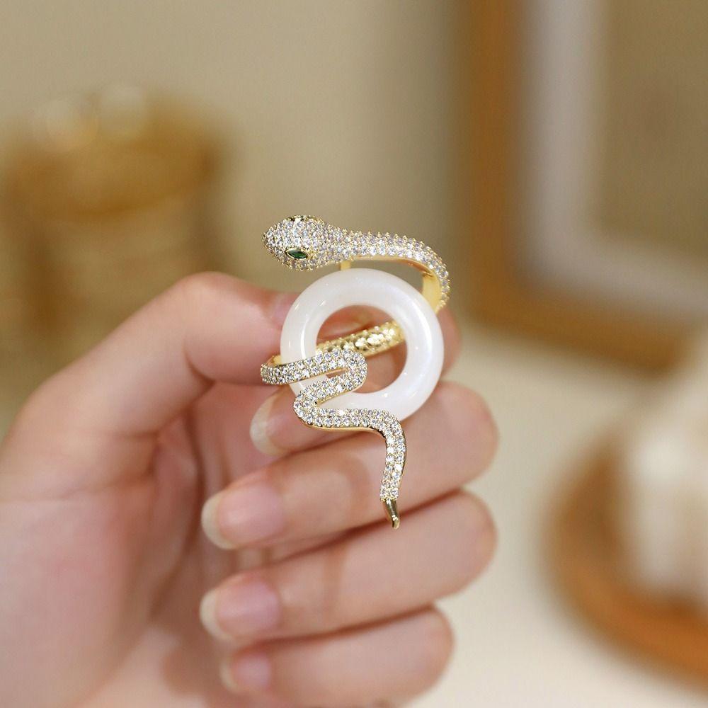 Minimalist Rhinestone Collar Pins Sparkling Snake Lapel Pin Elegant Zodiac Snake Brooch  Party
