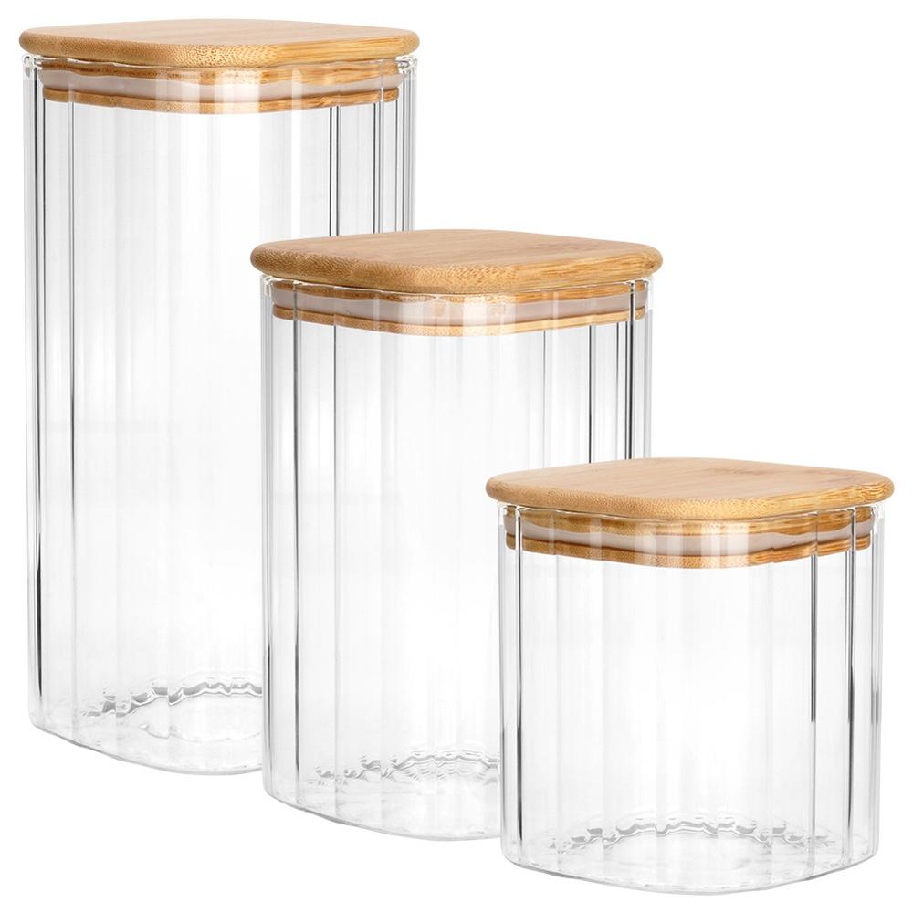Glass containers for loose products with lid and seal 1.6 l / 1.1 l / 750 ml 3 pcs.