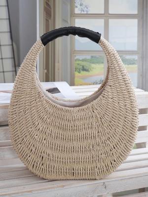 French Woven Straw Handbag - 2025 Seaside Vacation Beach Bag for Women
