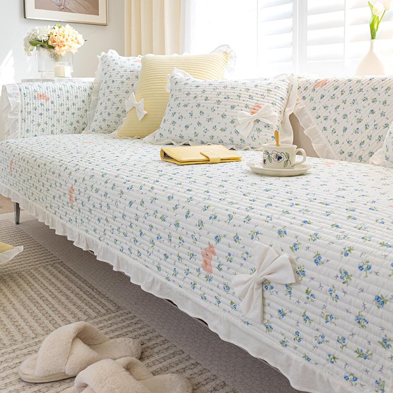 Internet Celebrity Pure Cotton Sofa Cushion Cotton Fabric Four Seasons Universal Non-Slip Seat Cushion  New Light Luxury Sofa Cover