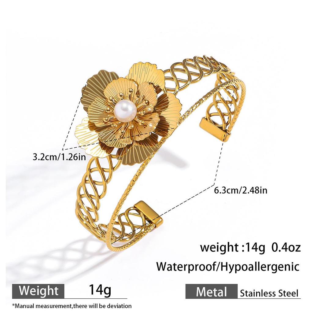 European & American Ocean Style Stainless Steel Bracelet with Starfish, Seashell, Coral Flowers, and Natural Stone Bangle Hand Jewelry.