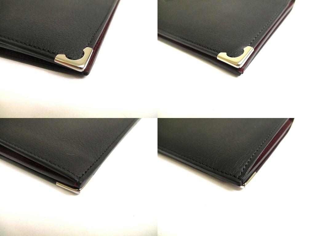 Autentická peněženka Cartier Must de Cartier Černá kožená bifold Dlouhá bankovka #a664 Repasované