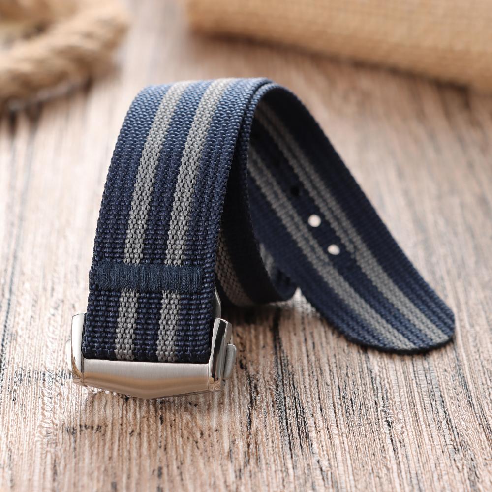 Premium Ribbed Watch Band Deployant Clasp Nylon 20mm 22mm Watch Strap for Omega Folding Buckle Watchband Sport Wristband For Men