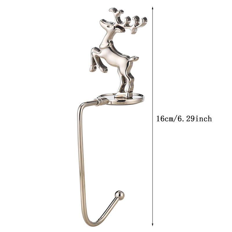 

Creative Metal Christmas Snowflake Stocking Holders Mantle Stocking Hanger Hooks for Fireplace Xmas Party Decoration deer серебряный