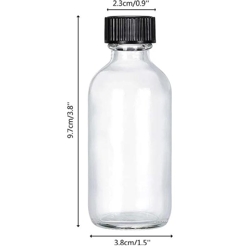 2 oz kleine klare Glasflaschen mit Deckeln für Flüssigkeiten, winzige kurze Gläser mit Kappen, Mini-Glas-Saftflaschen für Tränke, Ingwer-Shots