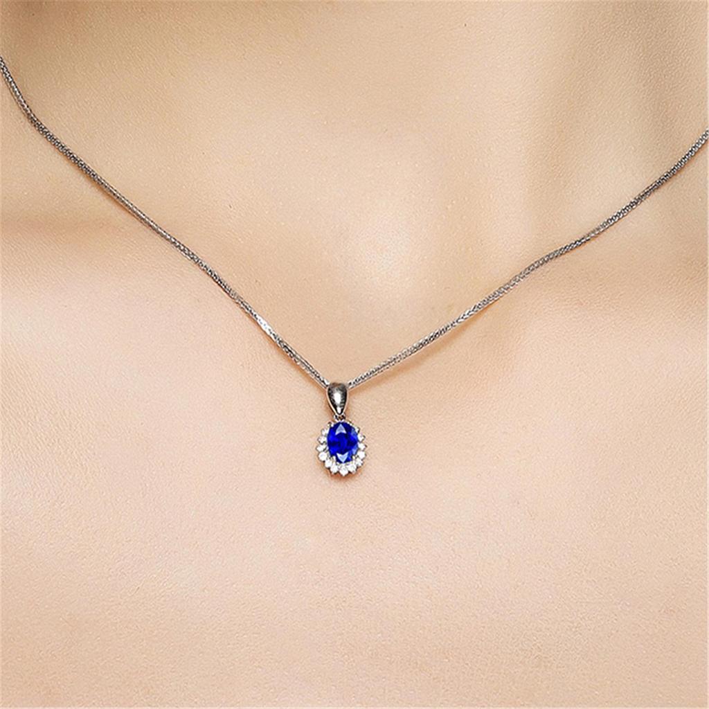 Korean Platinum Plated Ruby Water Drop Pendant Necklace