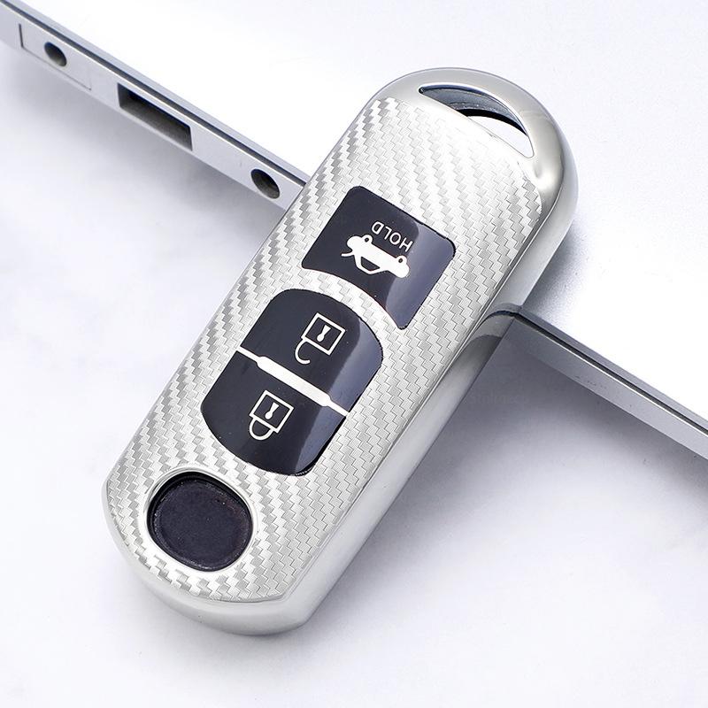 Husă pentru chei de mașină cu model de carbon TPU pentru Mazda 2 3 6 Atenza Axela Demio CX-5 CX5 CX-3 CX7 CX-9 2015-Accesorii