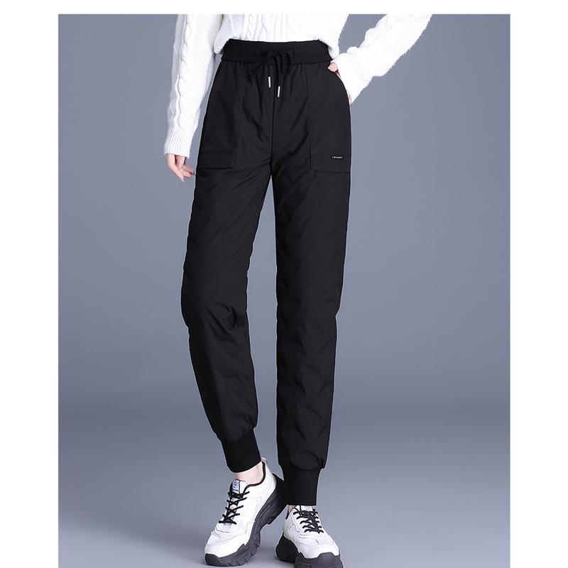 Women's Down Pants for Outerwear, Fashionable Down Pants, High-end Winter Warm Pants with Added Down